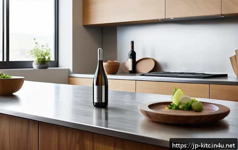 최신 디자인의 와인오프너 비교 - A sleek, modern lever-style wine opener made of brushed stainless steel with a minimalist design, pl...